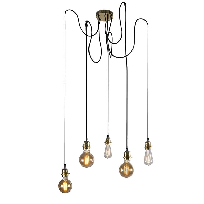 hanglampen Moderne hanglamp goud dimbaar Cava 5 Staal De is een stijlvolle helemaal volgens de laatste trends. Met deze Hanglamp beschik je over vijf lampen die