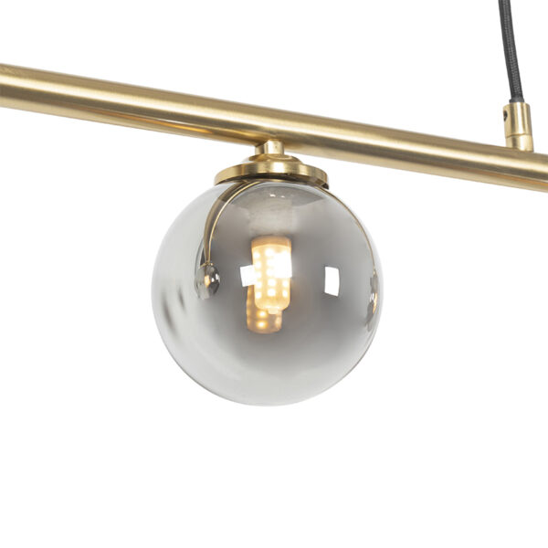 Moderne hanglamp goud 100 cm 5-lichts met smoke glas - Athens - Afbeelding 2