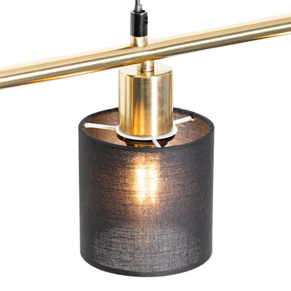 Moderne hanglamp messing met kap zwart 4-lichts - Merwe - Afbeelding 2
