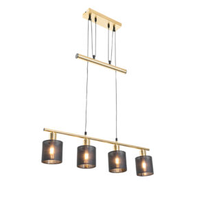 hanglampen Moderne hanglamp messing met kap zwart Merwe StofStaal Wat een stijlvolle hangmap deze De hoort echt thuis in modern interieur. combinatie van de