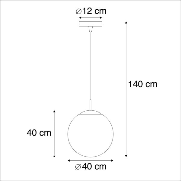 Moderne hanglamp messing met smoke glas 40 cm - Ball - Afbeelding 3