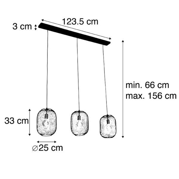 Moderne hanglamp messing en zwart 3-lichts - Waya Mesh - Afbeelding 3