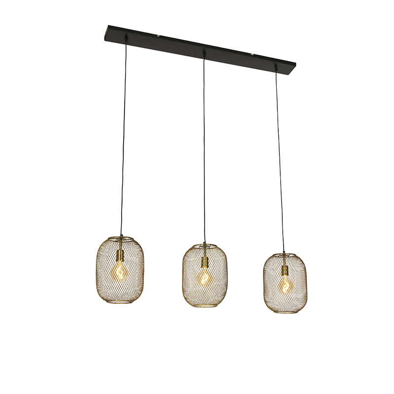 hanglampen Moderne hanglamp messing en zwart Waya Mesh Staal is een snoepje voor het oog als gaat om hanglampen. Gemaakt van staal afgewerkt in goud met voegt