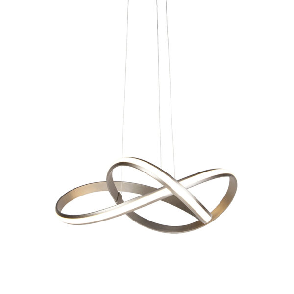 hanglampen Moderne hanglamp staal 60 cm incl. LED en dimmer Belinda KunststofMetaal Staal De is een moderne passend in elk strak interieur. Hij heeft hoogte van
