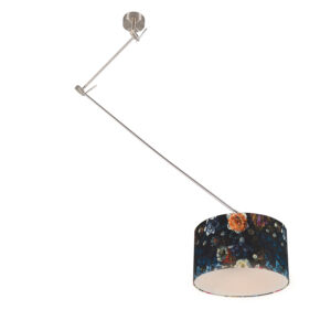 hanglampen Moderne hanglamp staal met flora kap 35 cm Blitz 1 MetaalStof Multicolor Deze schitterende in combinatie een lampenkap is direct sfeermaker jouw