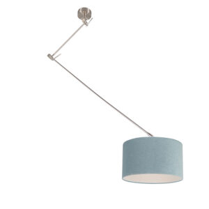 hanglampen Moderne hanglamp staal met kap mineraal 35 cm Blitz I MetaalStof Blauw Deze schitterende in combinatie een lampenkap is direct sfeermaker jouw