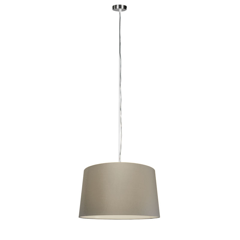 hanglampen Moderne hanglamp staal met kap 45 cm taupe Cappo 1 MetaalStof Taupe Ben je op zoek naar een prachtige inclusief lampenkap voor jouw huiskamer of Dan