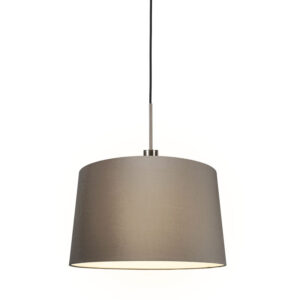 hanglampen Moderne hanglamp staal met kap 45 cm taupe Combi 1 MetaalStof Taupe Ben je op zoek naar een moderne Dan is de Hanglamp zeker wat voor Deze combineert