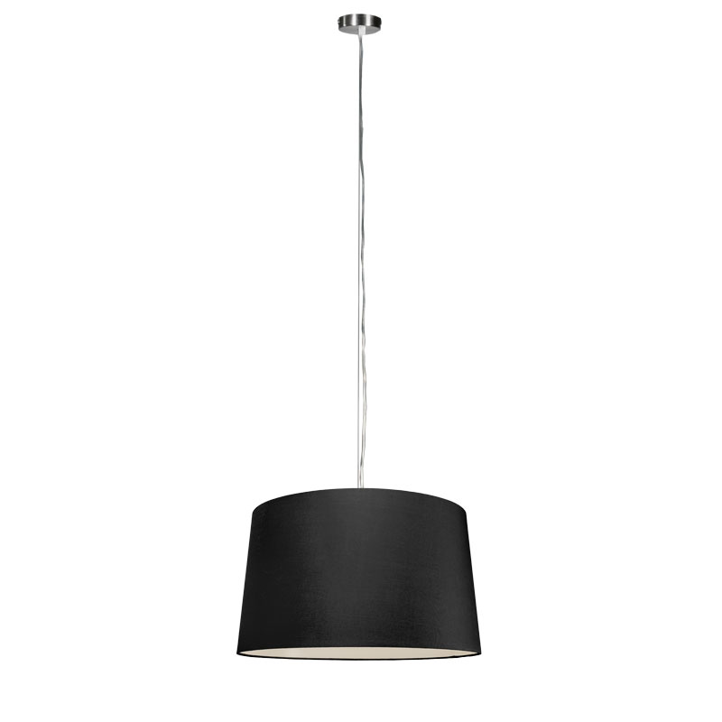 hanglampen Moderne hanglamp staal met kap 45 cm zwart Cappo 1 MetaalStof Zwart Ben je op zoek naar een prachtige inclusief lampenkap voor jouw huiskamer of Dan