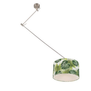 hanglampen Moderne hanglamp staal met leaf kap 35 cm Blitz 1 MetaalStof Groen Deze schitterende in combinatie een lampenkap is direct sfeermaker jouw interieur