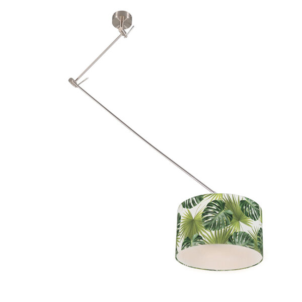 hanglampen Moderne hanglamp staal met leaf kap 35 cm Blitz 1 MetaalStof Groen Deze schitterende in combinatie een lampenkap is direct sfeermaker jouw interieur