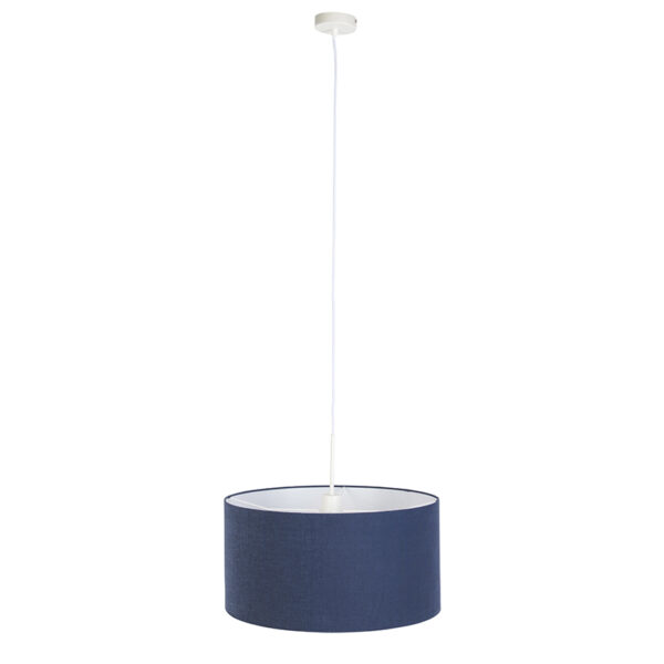 Moderne hanglamp wit met antiek blauwe kap 50 cm - Combi 1 - Afbeelding 2