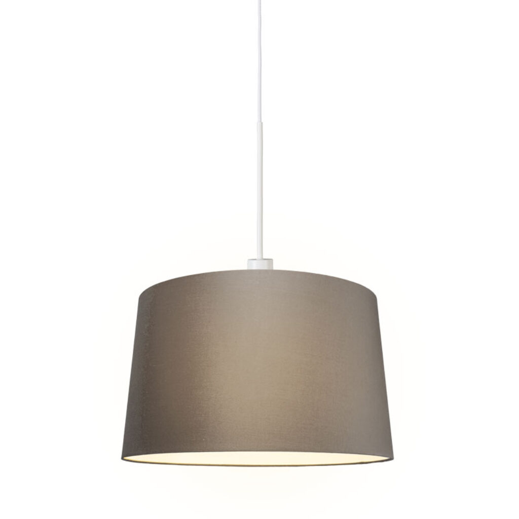 hanglampen Moderne hanglamp wit met kap 45 cm taupe Combi 1 StofStaal Taupe Ben je op zoek naar een moderne Dan is de Hanglamp zeker wat voor Deze combineert