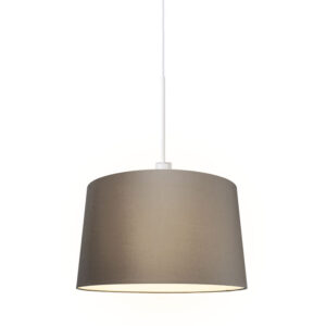 hanglampen Moderne hanglamp wit met kap 45 cm taupe Combi 1 StofStaal Taupe Ben je op zoek naar een moderne Dan is de Hanglamp zeker wat voor Deze combineert