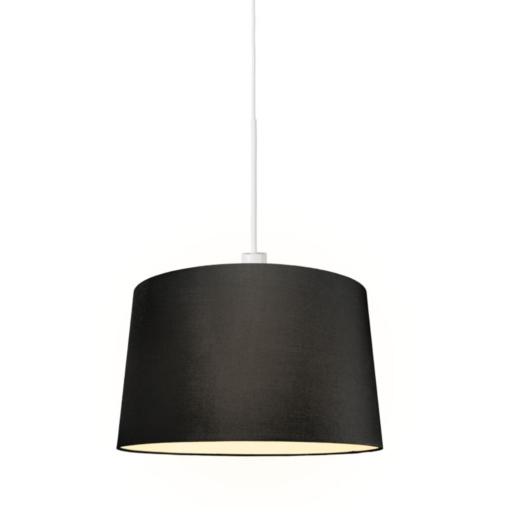 hanglampen Moderne hanglamp wit met kap 45 cm zwart Combi 1 MetaalStof Zwart Ben je op zoek naar een moderne Dan is de Hanglamp zeker wat voor Deze combineert