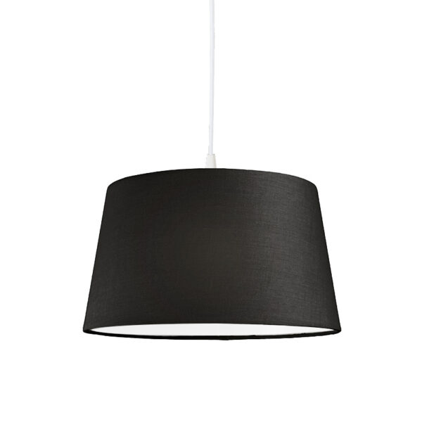 hanglampen Moderne hanglamp wit met zwarte kap 45 cm Pendel Kunststof Zwart Wanneer je op zoek bent naar een pendellamp voor huiskamer of slaapkamer dan is deze
