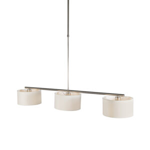 hanglampen Moderne hanglamp wit rond VT 3 StofStaal Wit De is perfect te gebruiken in jouw moderne interieur. stalen basis van deze en ronde witte kappen zorgen