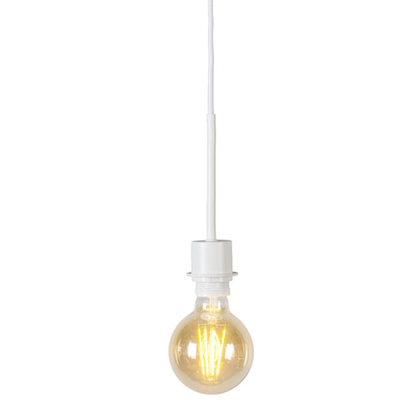 hanglampen Moderne hanglamp wit zonder kap Combi 1 Staal Wit Top design in al zijn eenvoud dat is deze pendel van het merk QAZQA. Het niet zomaar een fitting