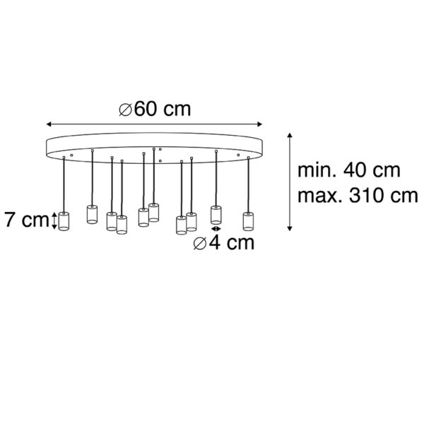 Moderne hanglamp zwart 60 cm 10-lichts - Facil - Afbeelding 3