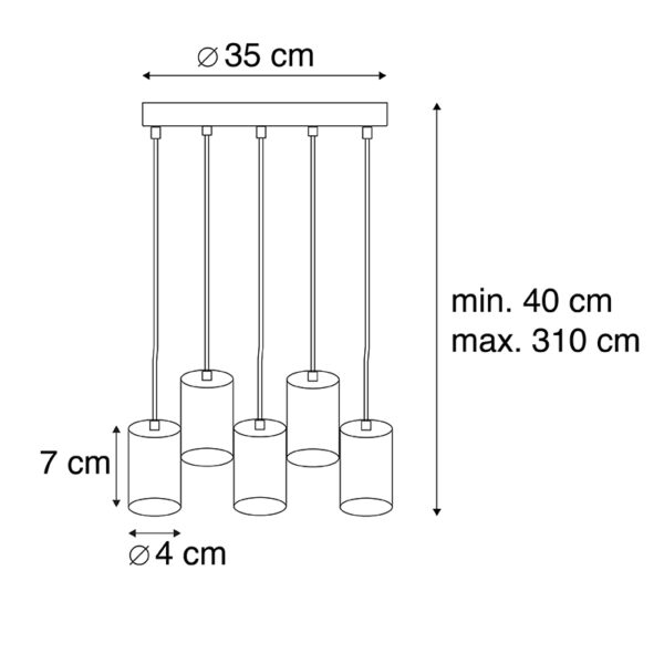 Moderne hanglamp zwart 35 cm 5-lichts - Facil - Afbeelding 3