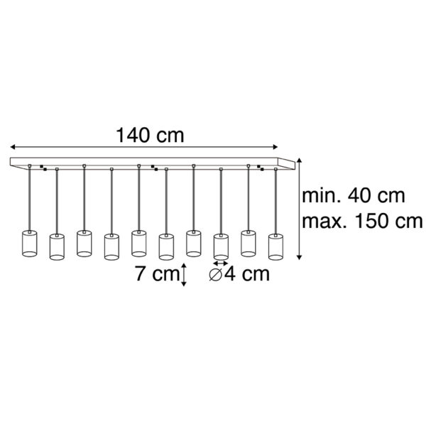 Moderne hanglamp zwart 140 cm 10-lichts - Facil - Afbeelding 3