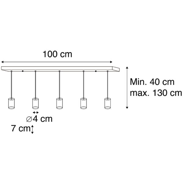Moderne hanglamp zwart 100 cm 5-lichts - Facil - Afbeelding 3