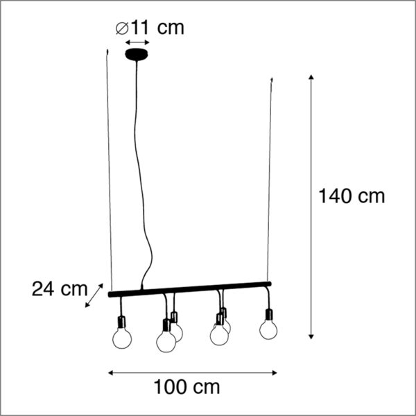 Moderne hanglamp zwart 6-lichts - Facile - Afbeelding 3