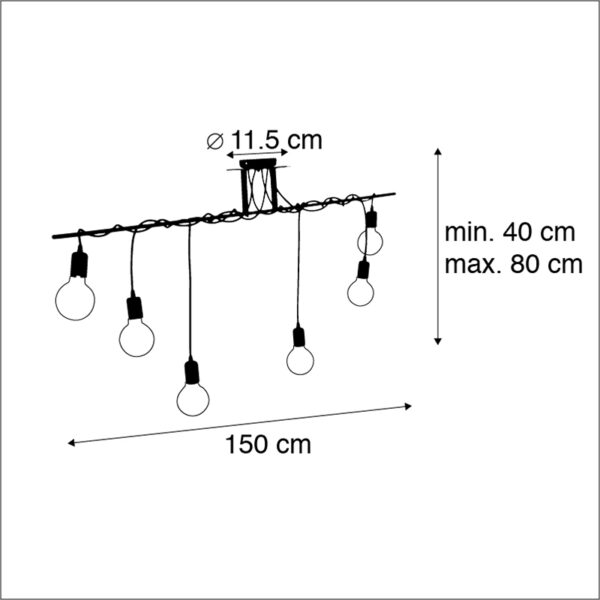 Moderne hanglamp zwart 6-lichts gedraaide kabels - Facile - Afbeelding 3