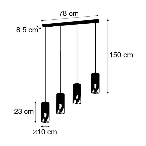 Moderne hanglamp zwart 4-lichts - Huygen - Afbeelding 3