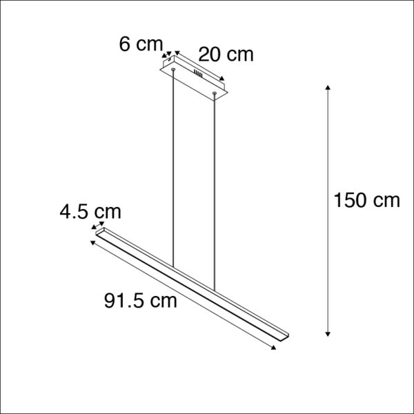 Moderne hanglamp zwart 90 cm incl. LED - Banda - Afbeelding 3