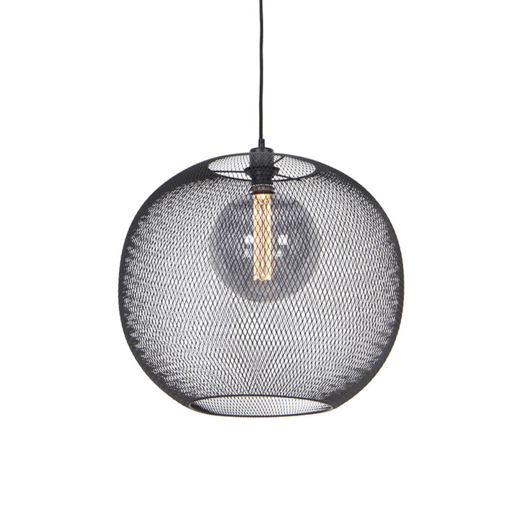 hanglampen Moderne hanglamp zwart Mesh Ball Staal Zwart Wauw steelt de show in huis met zijn grote vorm en het aparte design van kap. De diameter lampenkap is