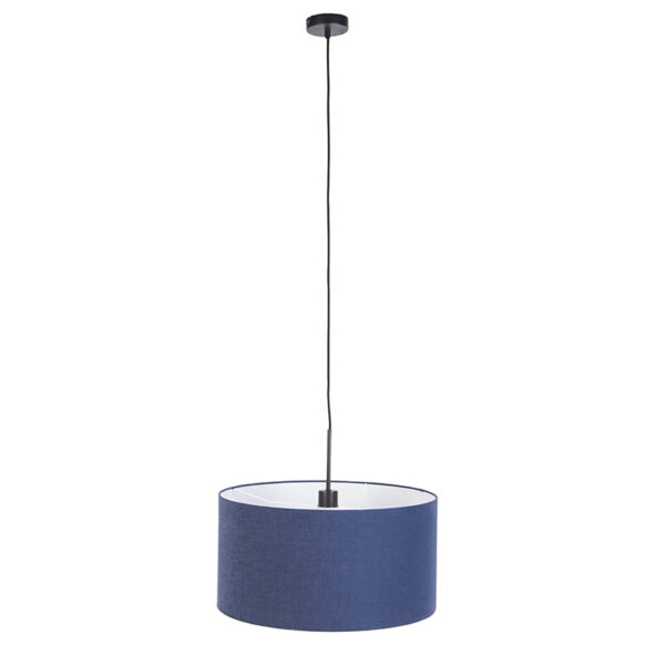 Moderne hanglamp zwart met antiek blauwe kap 50 cm - Combi 1 - Afbeelding 2