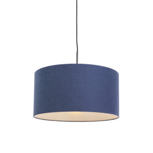 hanglampen Moderne hanglamp zwart met antiek blauwe kap 50 cm Combi 1 MetaalStof Blauw Ben je op zoek naar een moderne Dan is de Hanglamp zeker wat voor Deze