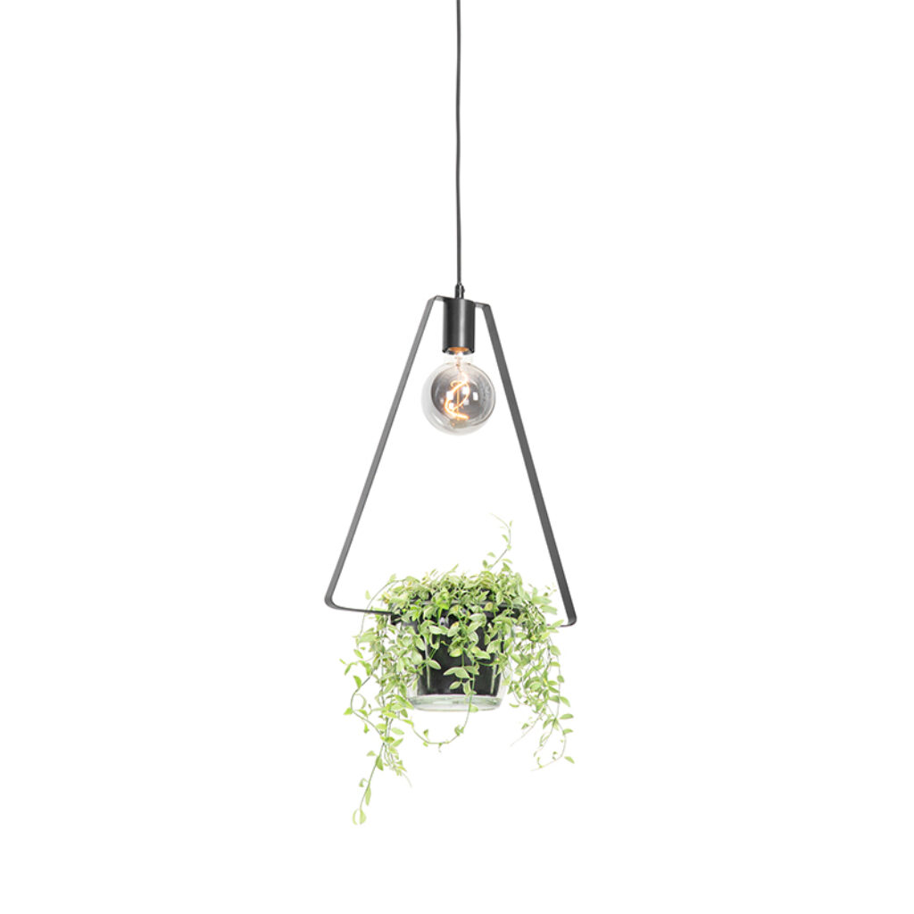 hanglampen Moderne hanglamp zwart met glas driehoekig Roslini StaalGlas Zwart Heb je geen plaats meer voor leuke planten in Dan is de Deze driehoekige komt