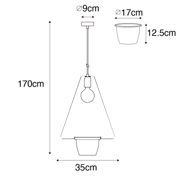 Moderne hanglamp zwart met glas driehoekig - Roslini - Afbeelding 3