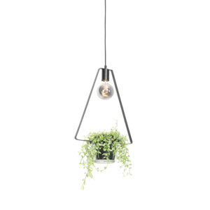 hanglampen Moderne hanglamp zwart met glas driehoekig Roslini StaalGlas Zwart Heb je geen plaats meer voor leuke planten in Dan is de Deze driehoekige komt