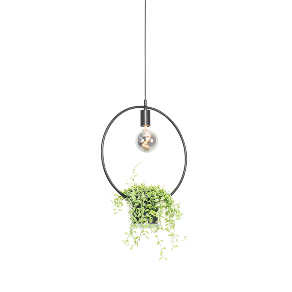 hanglampen Moderne hanglamp zwart met glas rond Roslini StaalGlas Zwart Heb je geen plaats meer voor leuke planten in Dan is de Deze ronde komt inclusief