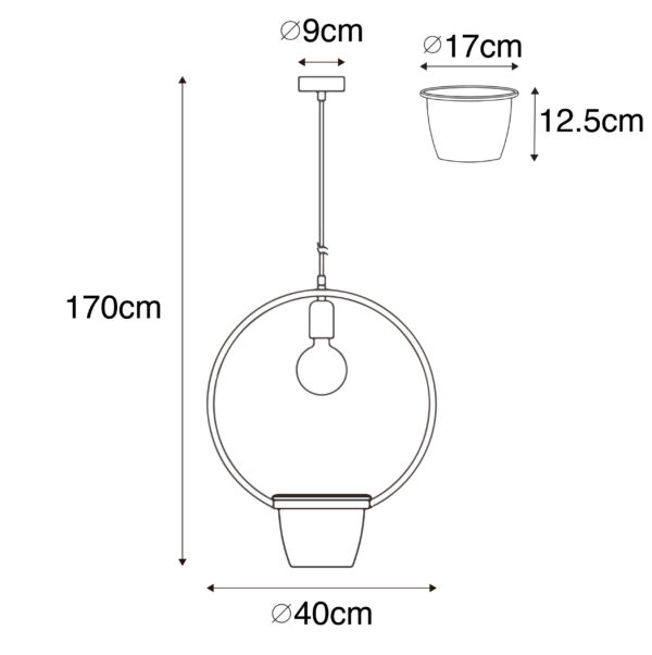 Moderne hanglamp zwart met glas rond - Roslini - Afbeelding 3
