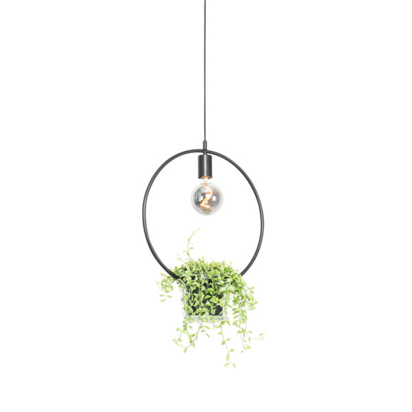 hanglampen Moderne hanglamp zwart met glas rond Roslini StaalGlas Zwart Heb je geen plaats meer voor leuke planten in Dan is de Deze ronde komt inclusief