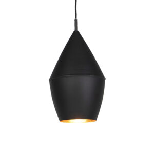 hanglampen Moderne hanglamp zwart met goud Aluminium Zwart Een strakke die straalt door zijn simpele geometrische vorm. De heeft een stoere zwarte finish op het
