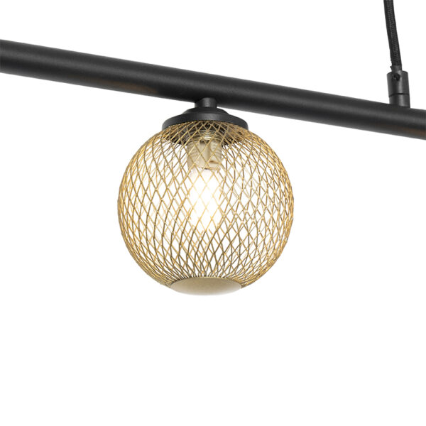 Moderne hanglamp zwart met goud 100 cm 5-lichts - Athens Wire - Afbeelding 2