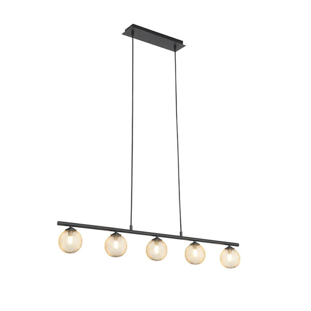 hanglampen Moderne hanglamp zwart met goud 100 cm Athens Wire Staal Goud Wauw wat een sfeervolle is Door de combinatie van staal afgewerkt in het krijgt warme