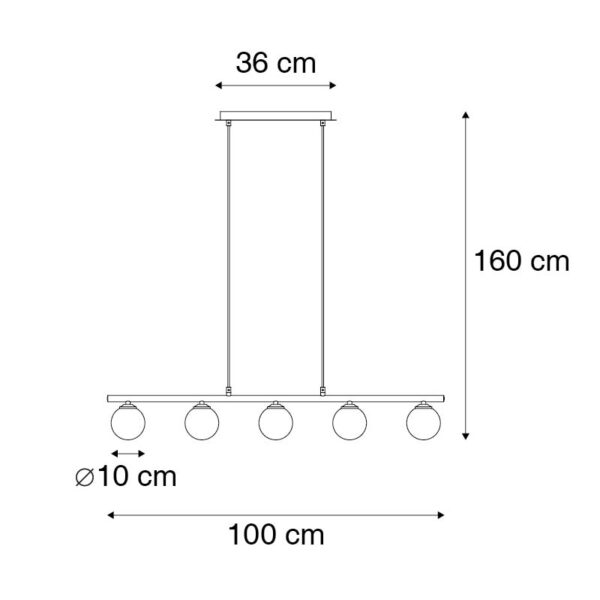 Moderne hanglamp zwart met goud 100 cm 5-lichts - Athens Wire - Afbeelding 3