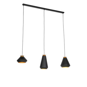 hanglampen Moderne hanglamp zwart met goud balk Mia AluminiumStaal Zwart is een landelijke die mooi afgewerkt zwarte kleur en gouden binnenkant van de dat zorgt
