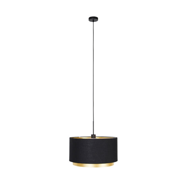 Moderne hanglamp zwart met goud 47 cm duo kap - Combi - Afbeelding 2