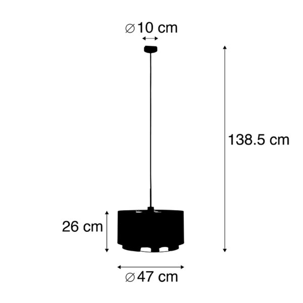 Moderne hanglamp zwart met goud 47 cm duo kap - Combi - Afbeelding 3