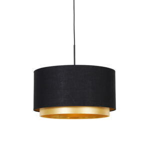 hanglampen Moderne hanglamp zwart met goud 47 cm duo kap Combi StofStaal Zwart Wanneer je op zoek bent naar een stijlvolle dan is wat Door zijn eenvoudige vorm