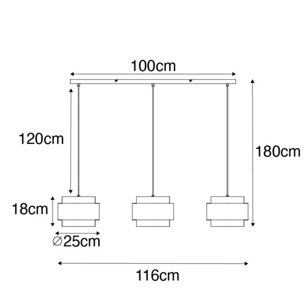 Moderne hanglamp zwart met goud 3-lichts - Elif - Afbeelding 3