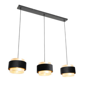 hanglampen Moderne hanglamp zwart met goud Elif StofStaal Zwart Ga voor een sfeervolle lichtreflectie van onze Deze is afgewerkt armatuur en gouden touch