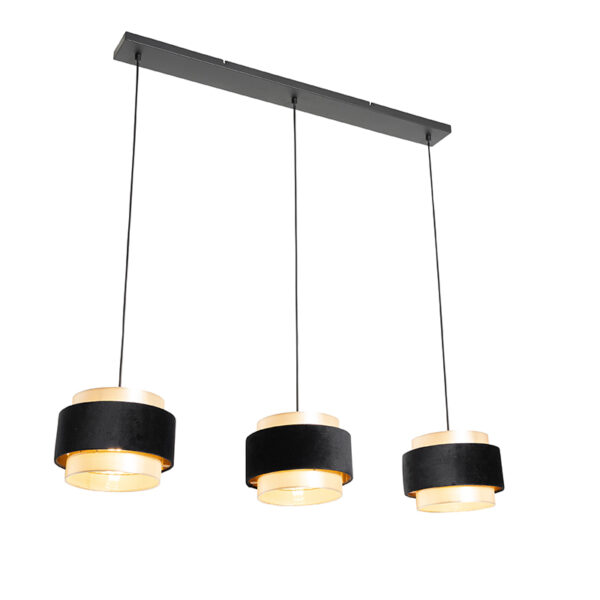 hanglampen Moderne hanglamp zwart met goud Elif StofStaal Zwart Ga voor een sfeervolle lichtreflectie van onze Deze is afgewerkt armatuur en gouden touch